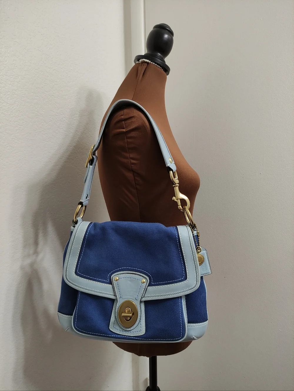 Vintage Coach 10828 65th Annv Legacy Ali Slim Flap Bag Blue - Picture 7 of 14